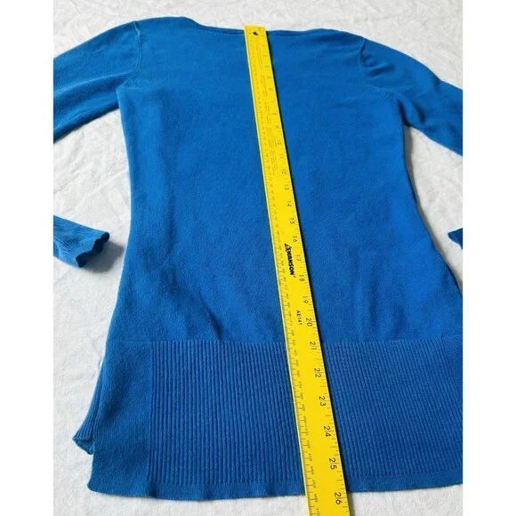 Cache Women’s XS Long Sleeve Sweater Royal Blue Ribbed Gold Zipper Stretch - Picture 5 of 16